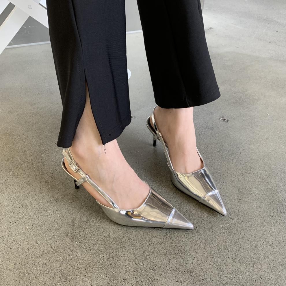 Giày Sandal Cao Gót Nữ Mũi Nhọn Quai Mảnh Bóng Cao Cấp Đế 5cm Thời Trang Khí Chất Phong Cách Anh Quốc CG22 Taoladyshoes