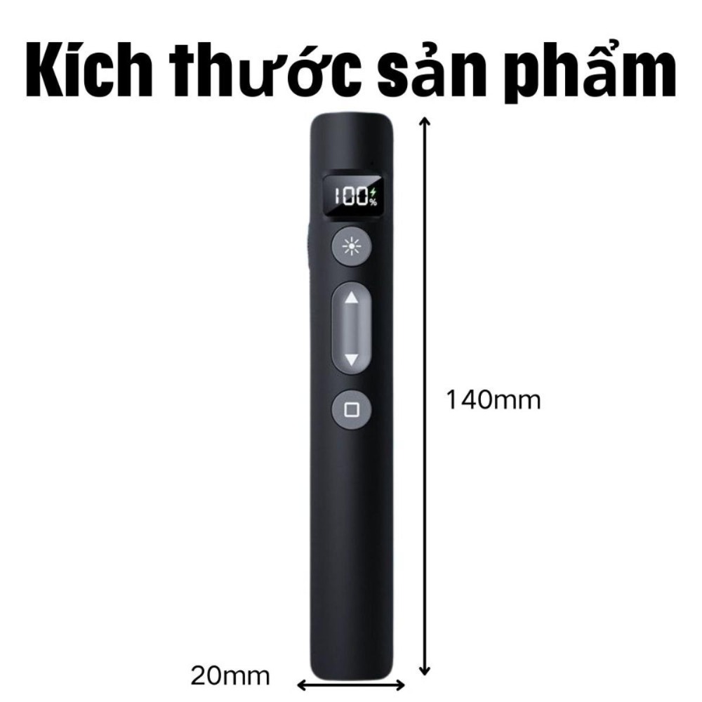 Kết nối không dây tiện lợi Điều khiển từ xa trình chiếu với màn hình hiển thị kỹ thuật số Tương thích với nhiều thiết bị: máy chiếu, TV và máy tính bảng Điều khiển từ xa đa chức năng được thiết kế dành cho người thuyết trình và giáo viên