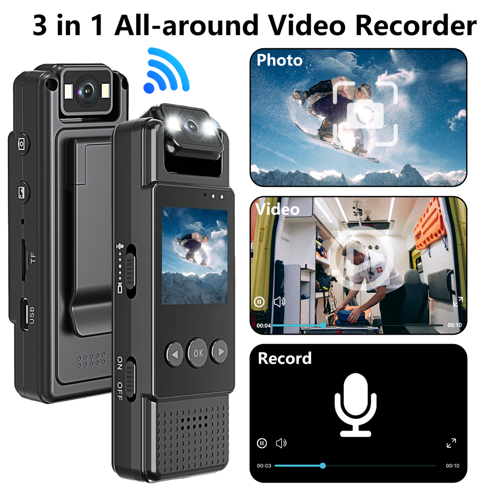 Camera wifi thể thao ngoài trời 1080P Đầy Đủ HD Di Động Mặc đầu ghi video Nhiếp Ảnh quay phim hành động ghi âm giọng nói cảm biến chuyển động 128G Bộ Nhớ Thẻ