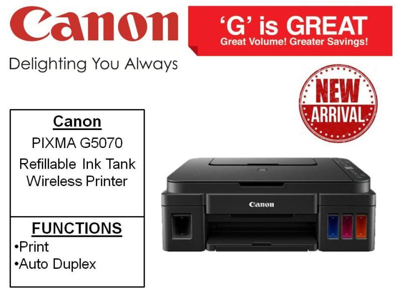 **Gift 16GB flash drive** Canon PIXMA G5070  **Free Prolink 5-Port 40W USB Charger Intellisense 3.0 & Type C and TRADE-IN printer get $20 NTUC Voucher Till 25th Aug 2019 ** Refillable Ink Tank Wireless All-In-One Printer ** G 5070 Singapore