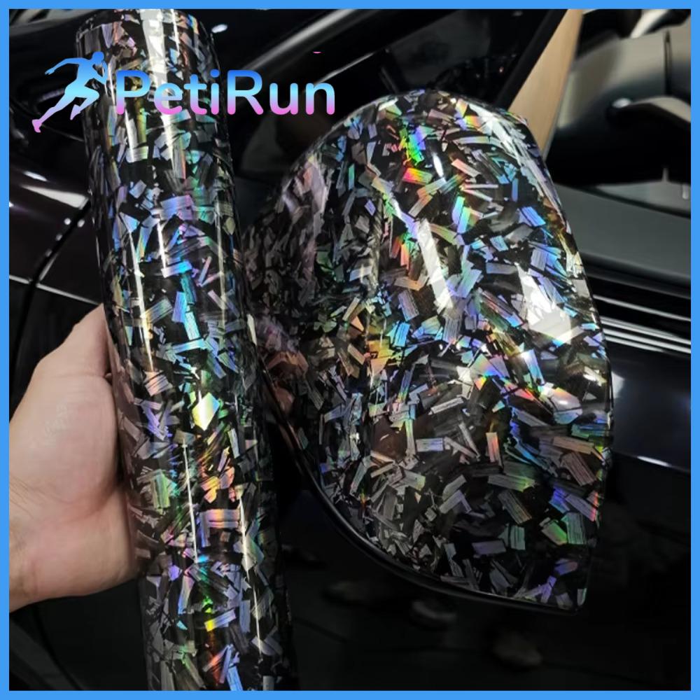 PETIRUN 50x30cm Màng Vinyl sợi cacbon Độ bóng cao Hiệu ứng mờ 3D/6D Miếng dán thân xe máy Tạo kiểu tự làm Đồ trang trí bàn nội thất Miếng dán bọc giấy bạc Phụ kiện nội thất ô tô thông dụng