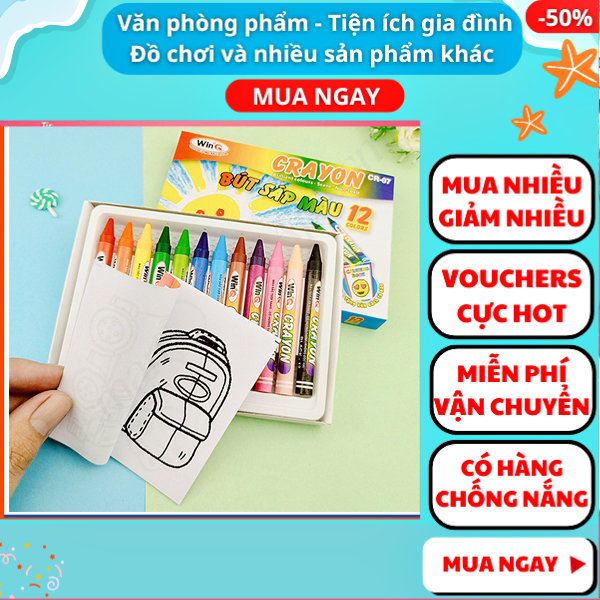 Hộp bút sáp màu 12 cây cực đẹp cho bé,bút chì màu,bút cute,bút sáp màu,bút sáp nhiều màu, đồ dùng học tập,Aplusmart