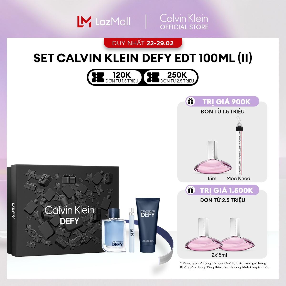 Set Nước Hoa Nam Calvin Klein Defy EDT 100ml + Shower Gel 100ml + EDT 10ml