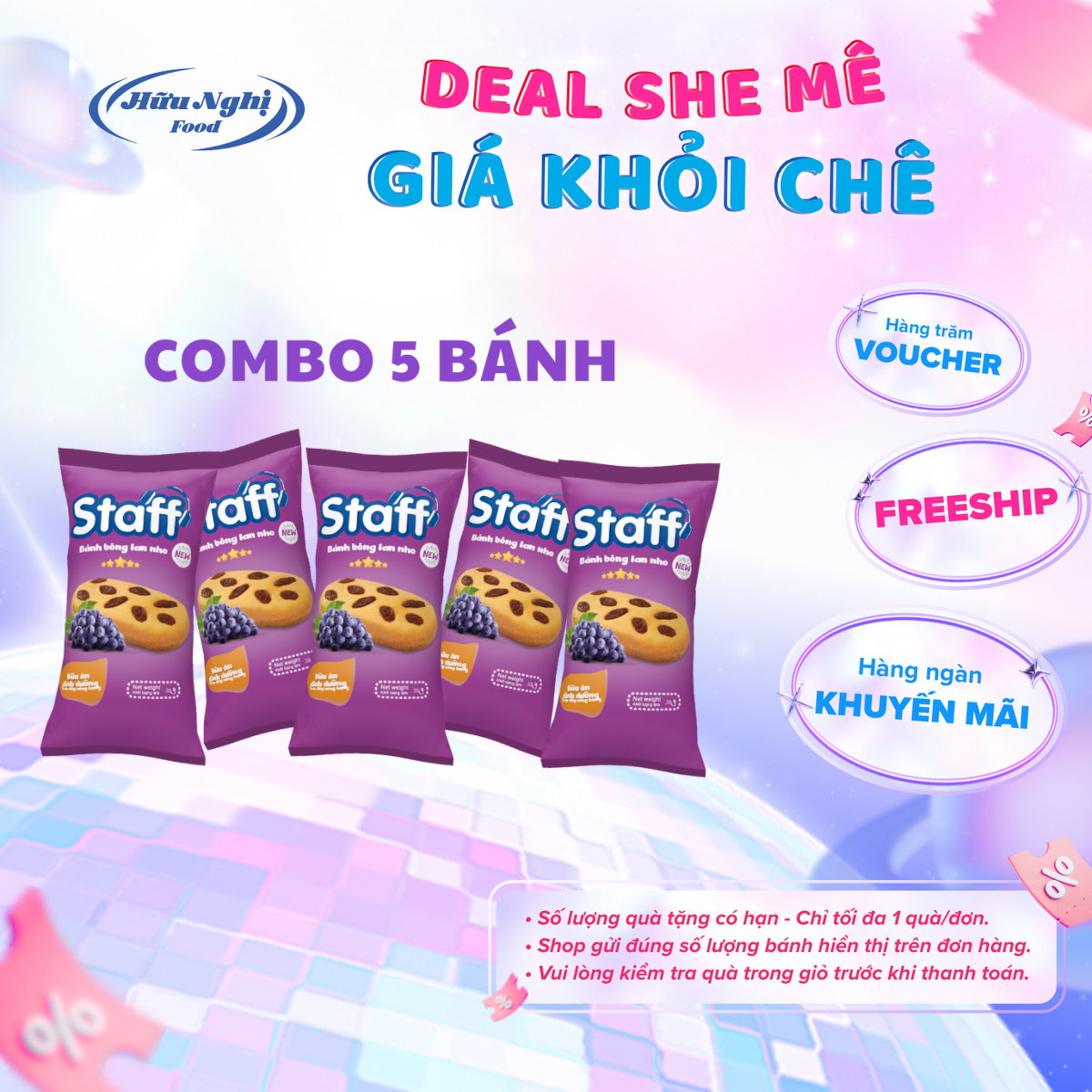 [DATE MỚI] COMBO 5 Bánh Staff Bông Lan Nho 38g