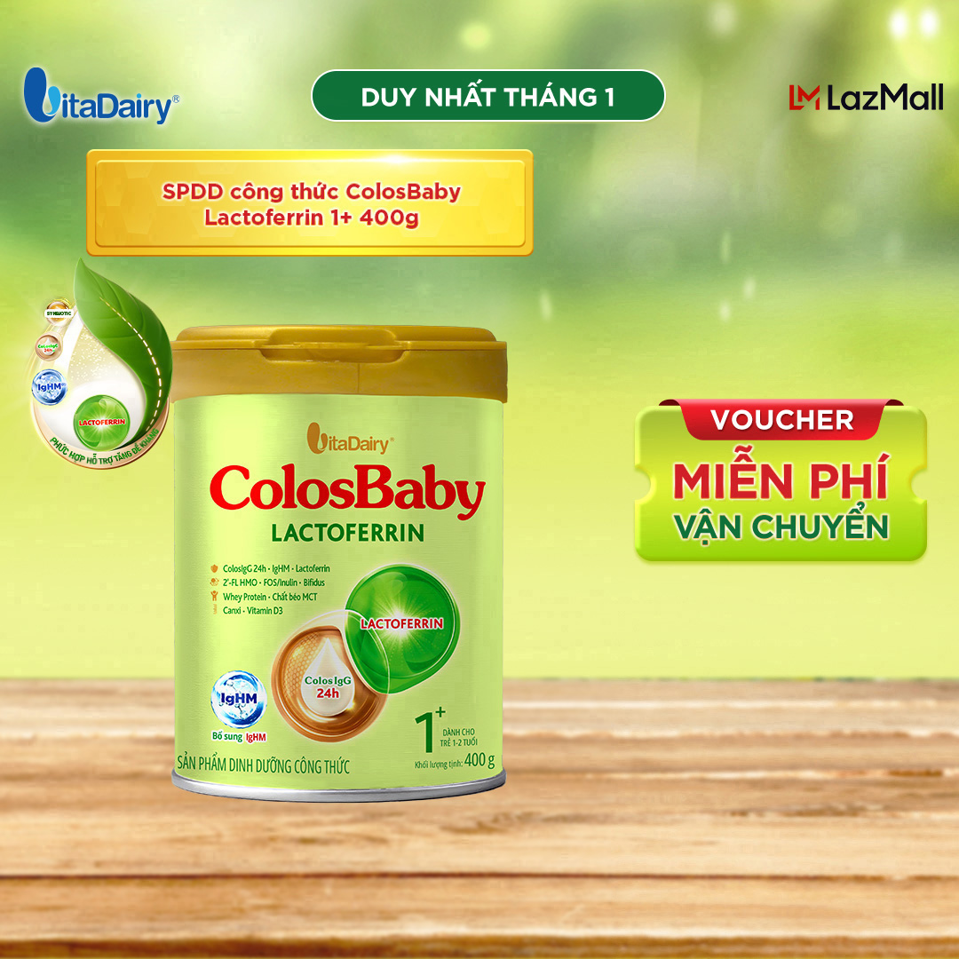 SPDD công thức ColosBaby Lactoferrin 1+ 400g, sữa bột giúp bé bổ sung kháng thể, tăng cường đề kháng
