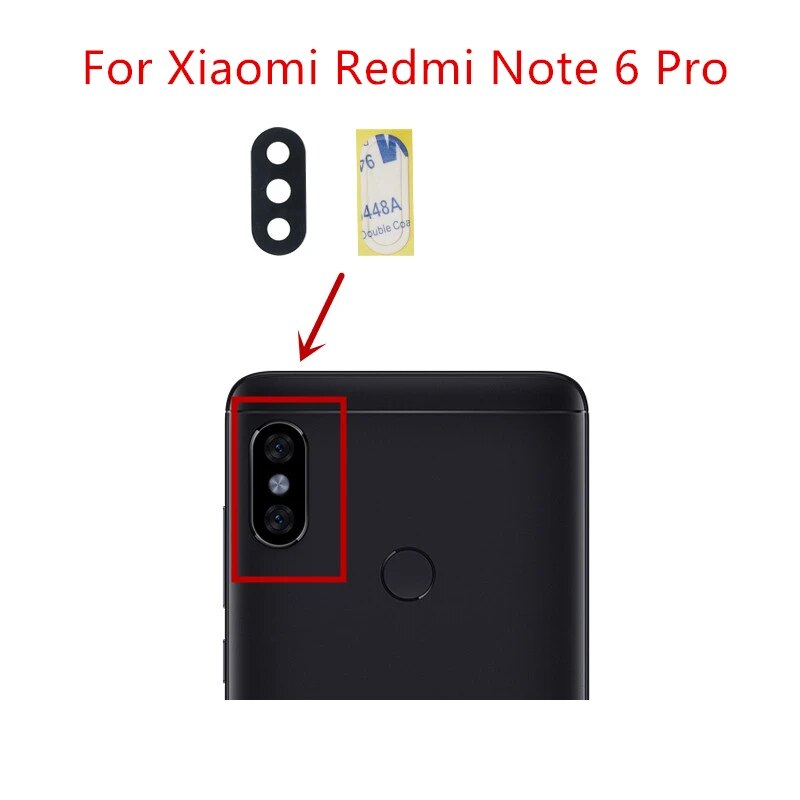 2 cái cho Xiaomi Redmi Note 6 máy ảnh chuyên nghiệp tròng kính lại camera phía sau thay thế ống kính thủy tinh phụ tùng thay thế sửa chữa bằng keo