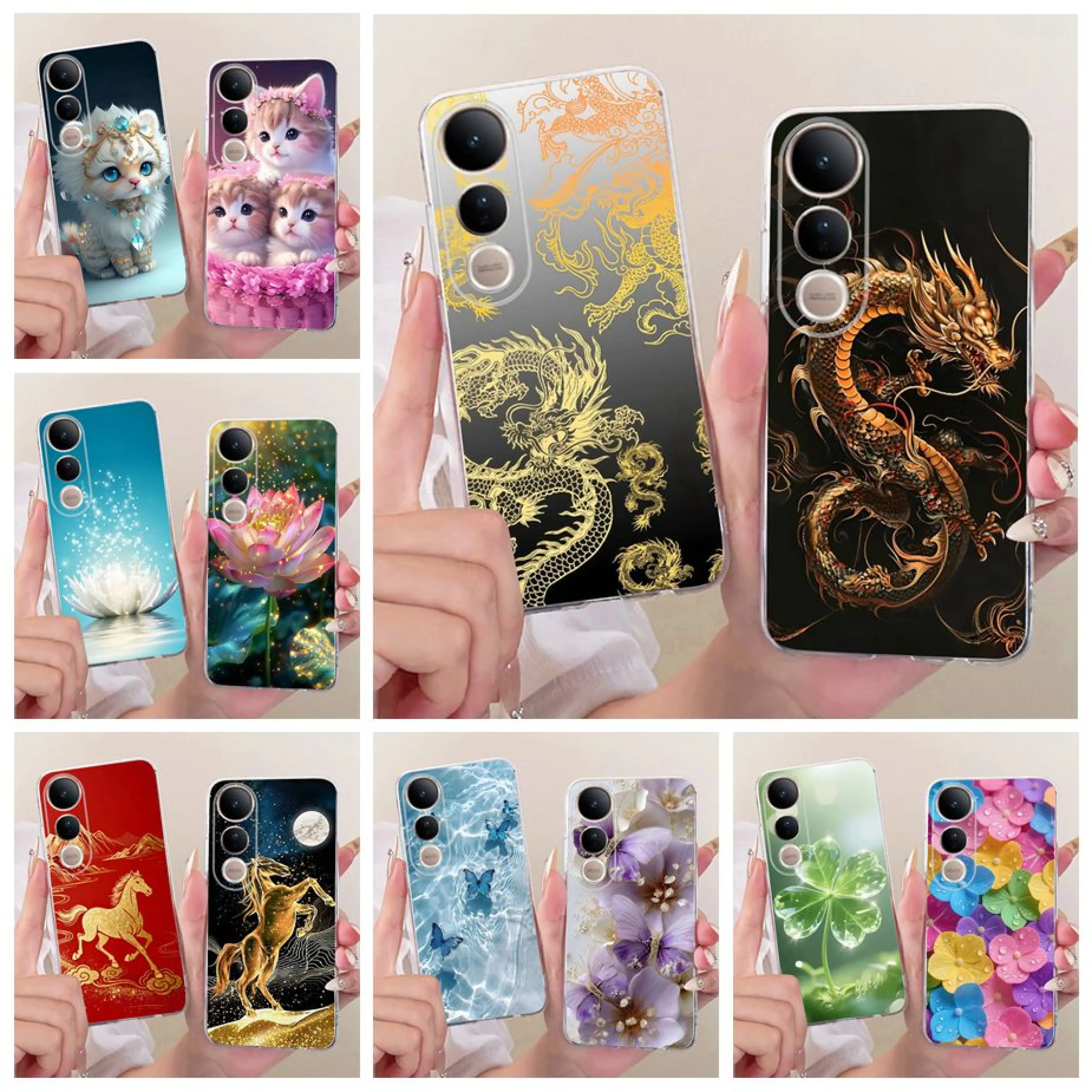 For Vivo V50 Lite 5G Case V2440 Cool Dragon Painted Cover Soft Slim Phone Case For Vivo V50 5G V2427 V 50 Lite V50Lite 4G Casing