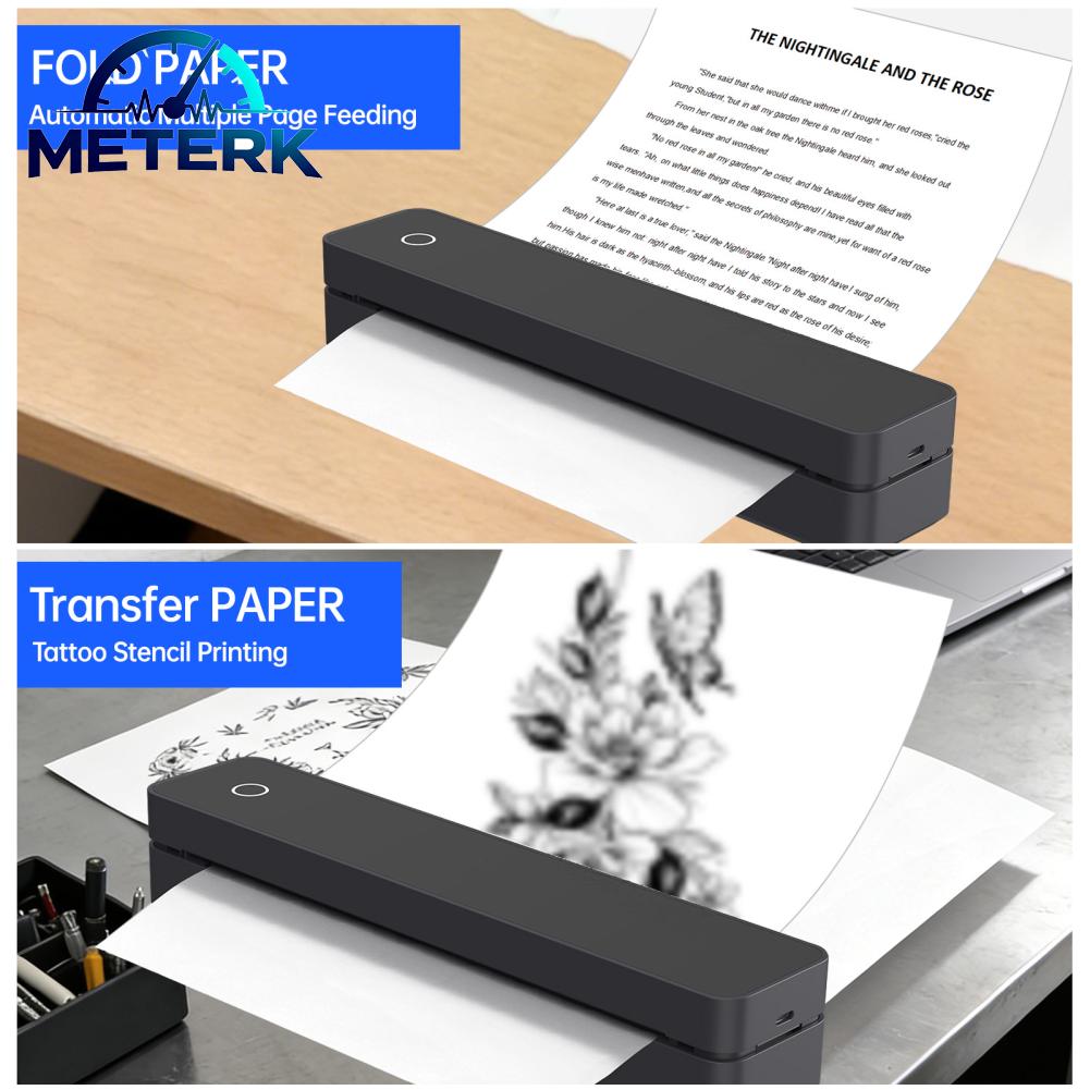 Meterk Tattoo Stencil Printer A4 Thermal Printer with 10pcs Transfer Paper Tattoo Transfer Support Bluetooth App for 107mm/210mm/216mm/ US Letter Thermal Paper Size Compatible with for IOS for Android Laptop ราคา 2,720 บาท*ส่งฟรี