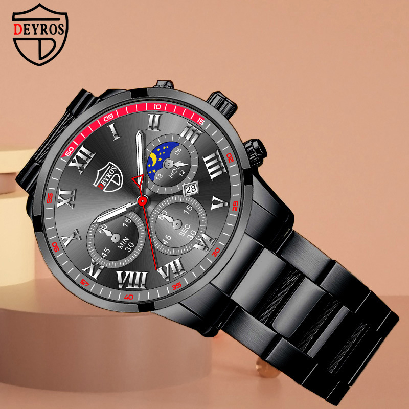 DEYROS Watch for Man New Stainless Steel Men's Calendar Quartz Watch Men's Casual Luminous Student Watch ราคา 229 บาท*ส่งฟรี