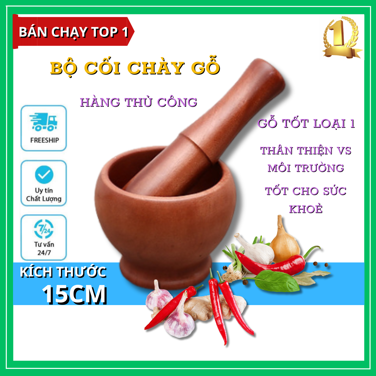 Bộ cối chày gỗ cao cấp cho căn bếp thêm tiện lợi bộ cối đâm tiêu