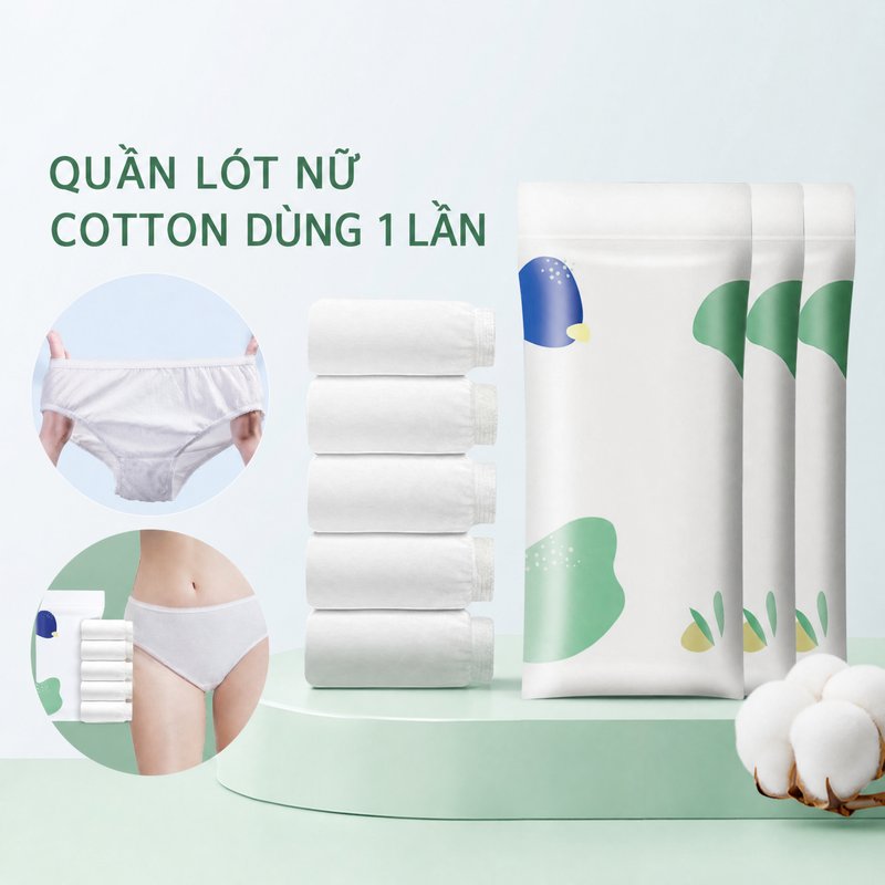 Quần lót giấy dùng một lần cotton 2 lớp thấm hút thoáng khí nhẹ tiện du lịch công tác