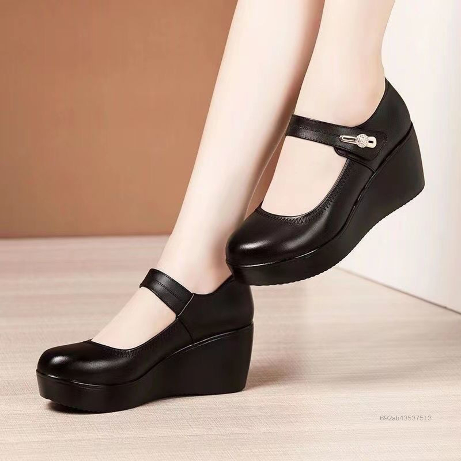 Nữ Da PU Mềm Giày Da PU Màu Bít Mũi Chun Gót Cho Tiệc Cưới Phòng Khiêu Vũ eWalker-VN - 4