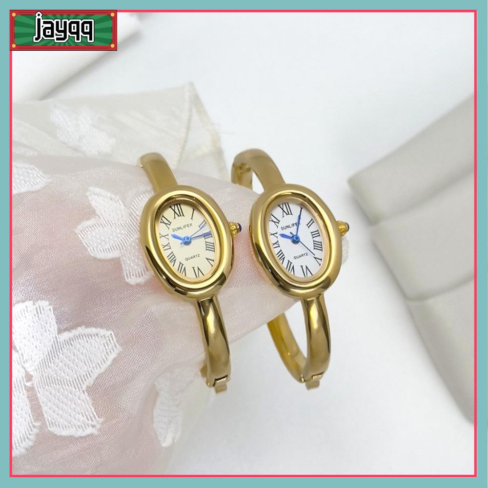 JAYQQ Chữ số La Mã Đồng hồ đeo tay Móc trang sức Hình bầu dục Đồng hồ đeo tay thạch anh Đơn giản Thép không gỉ Đồng hồ  cương Phụ nữ