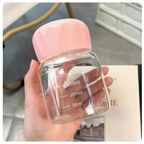 300ml Cawan Comel Kids Cute Glass Chubby Cup Shaker Milk Cup Mini Heat-Resistant Breaskfast Juice Cup Water Bottle BTP