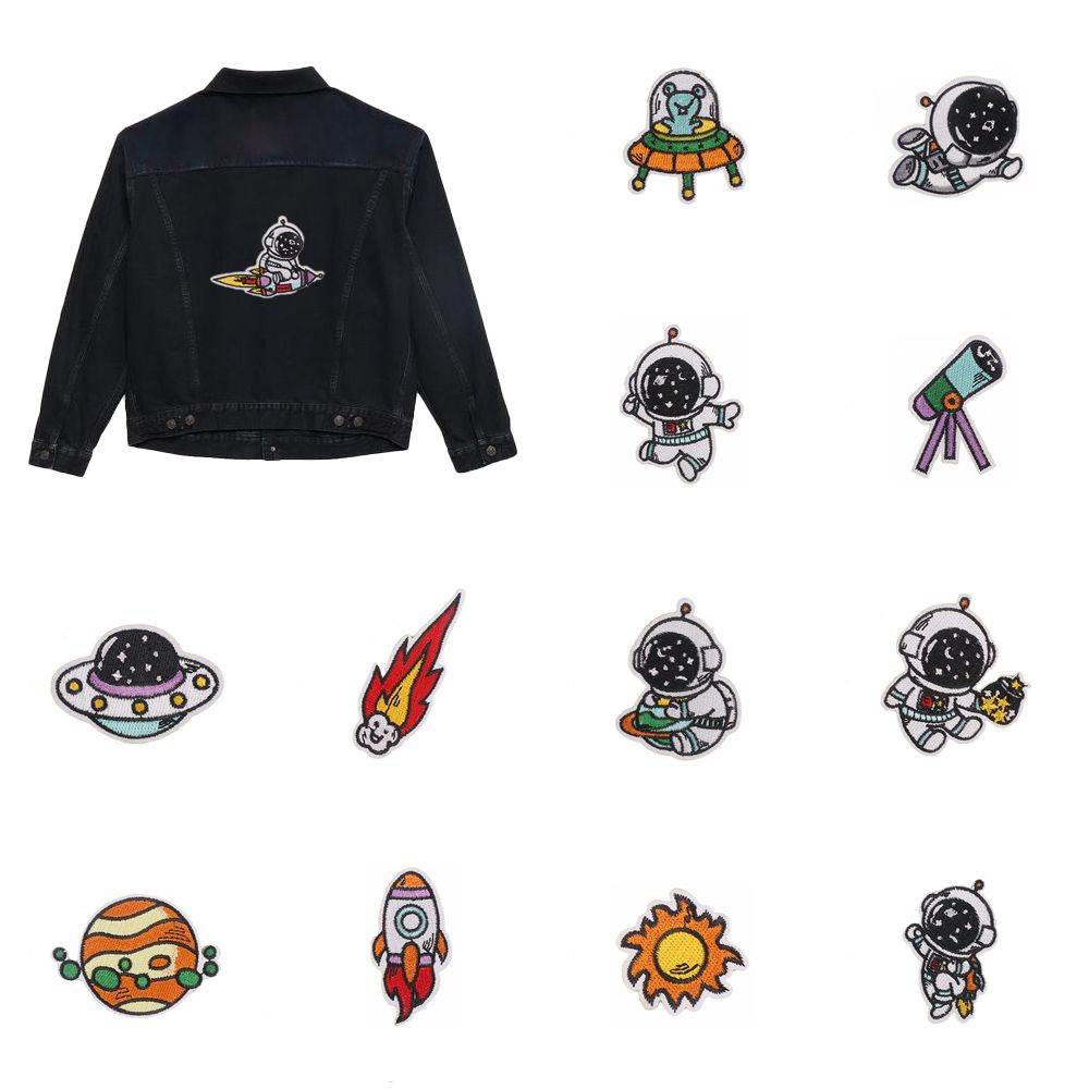 Cuclo3 Thủ Công Phi Hành Gia Sắt Trên Vải Sticker áo khoác Jacket bò trang trí quần áo Quần Áo Thêu Các Bản Vá Phù Hiệu Appliques vải may