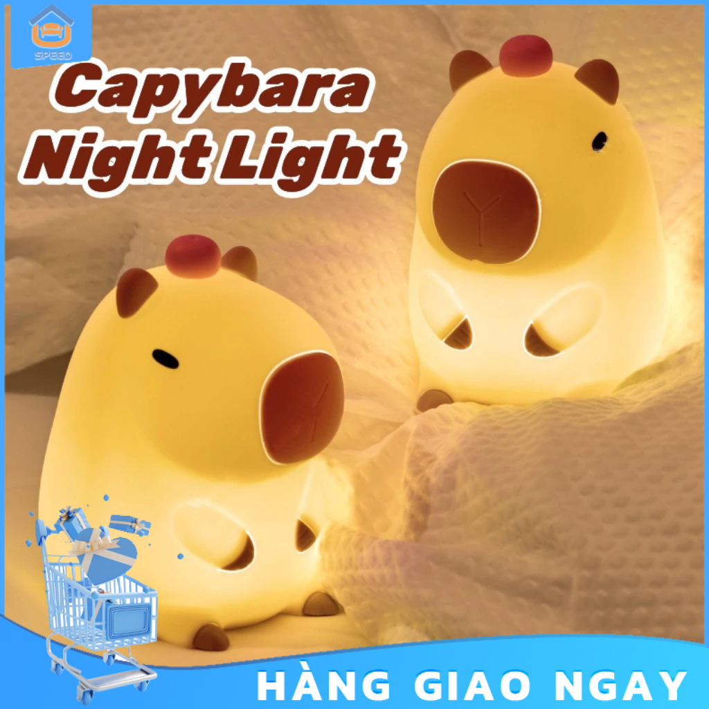 Đèn ngủ Capybara cảm ứng cute silicon điều chỉnh độ sáng decor quà tặng bạn gái sinh nhật SP