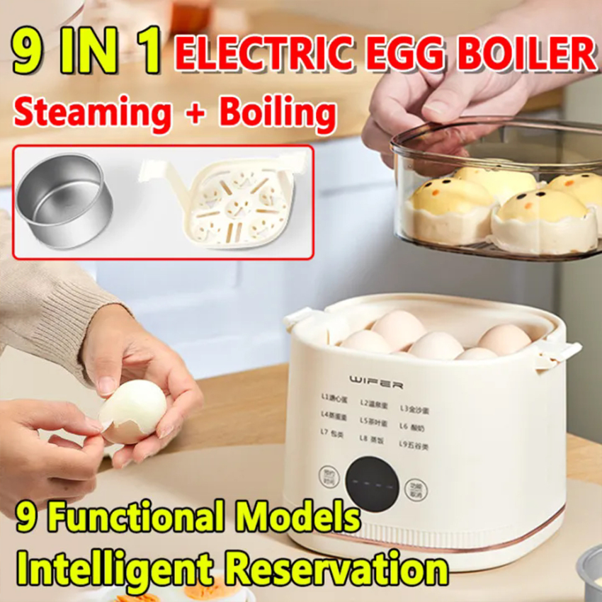 Nồi luộc trứng tự động, nồi hấp đa năng, máy làm bữa sáng, nồi luộc trứng điện gia đình, nồi hấp trứng sữa có hẹn giờ.