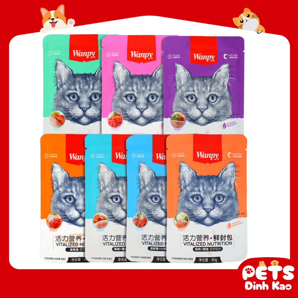 Pate Wanpy Cho Mèo Dinh Dưỡng Nhiều Vị Gói 80g