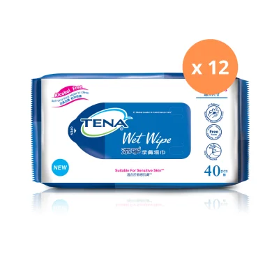 [Carton of 12] TENA Wet Wipes 40s