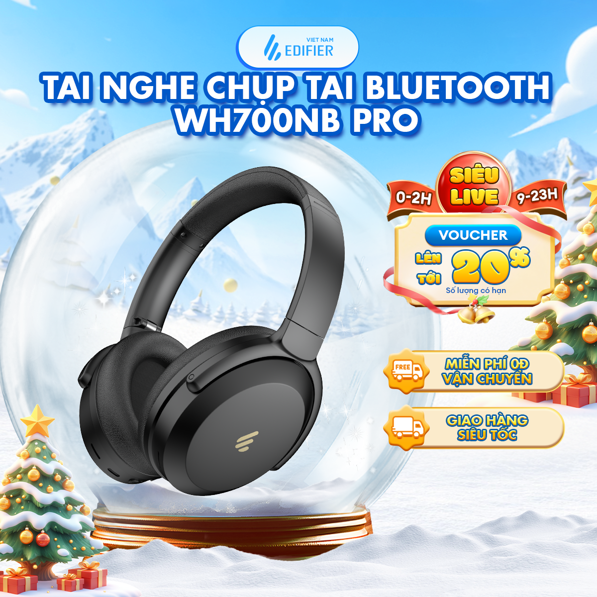  Tai nghe chụp tai Bluetooth 5.0 EDIFIER W820NB   W820NB PLUS | Chống ồn chủ động ANC | Thời lượng pin đến 49 giờ | Bảo Hành 15 Tháng 