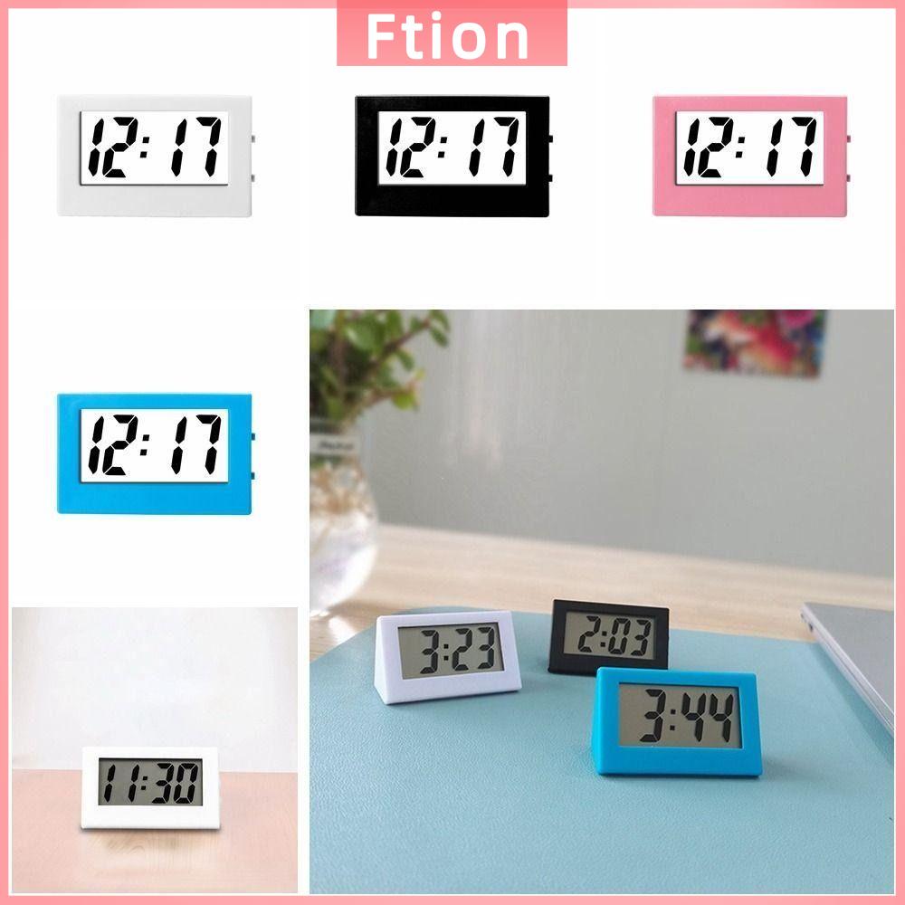 FTION 1Pcs Im lặng Đồng hồ tam giác Mini Hiển thị thời gian Đơn giản Đồng hồ bảng điều khiển kỹ thuật số LCD Bền Nhỏ Đồng hồ điện tử để bàn Dành cho phòng ngủ gia đình văn phòng xe hơi