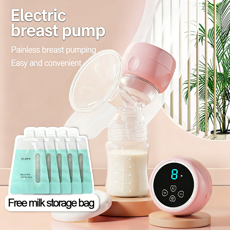 【Free MilK Storage Bag】Electric Breastfeeding Pump with Strong Suction Painless Silicone Massage Breast Pump Rechargeable Wireless Pump for Postpartum