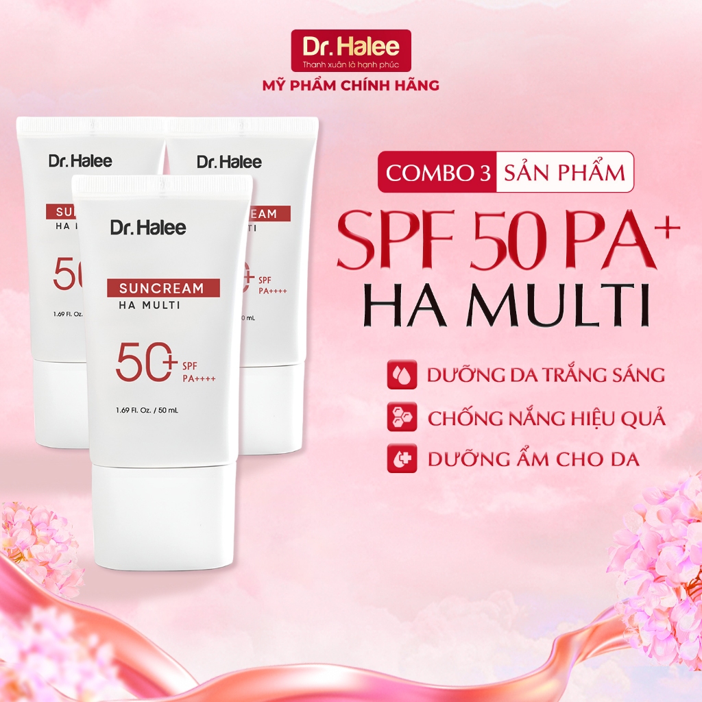 Combo 3 tuýp kem chống nắng fps50 pa++++ ha multi drhalee