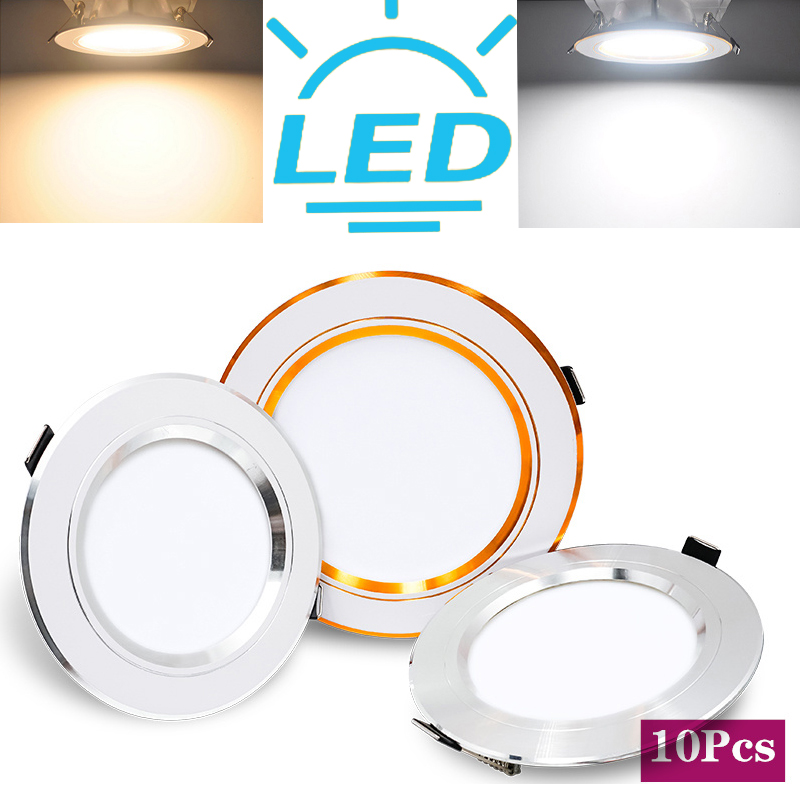 10 cái đèn led âm trần trần 5w 9w 12w 15w 18w đèn trần led vàng/bạc/thân trắng ac 220v 230v 240v đèn led