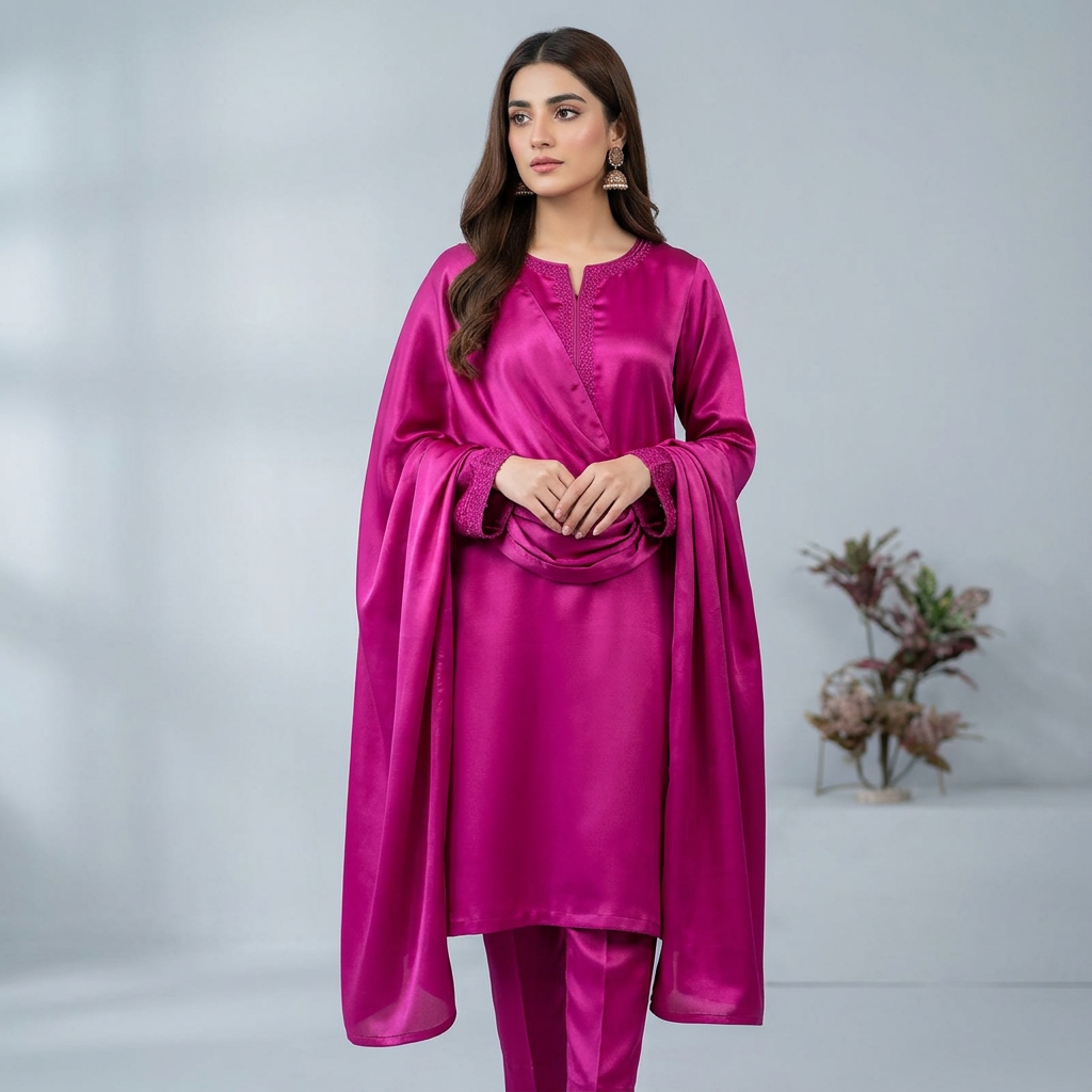 Unstitched Pure Satin Silk Fabric - Premium Quality Silk Satin Wedding Fabric, Plain Silk Shirt & Trouser, Soft Lustrous Silk for Dressmaking, DIY Crafts & Wedding Decorations (25 Colors)
