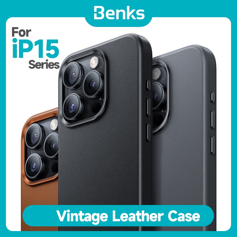 Benks Từ Cổ Điển Ốp da cho iPhone 15Pro/15Promax đơn giản sang trọng Điện Thoại Bảo Vệ Bìa