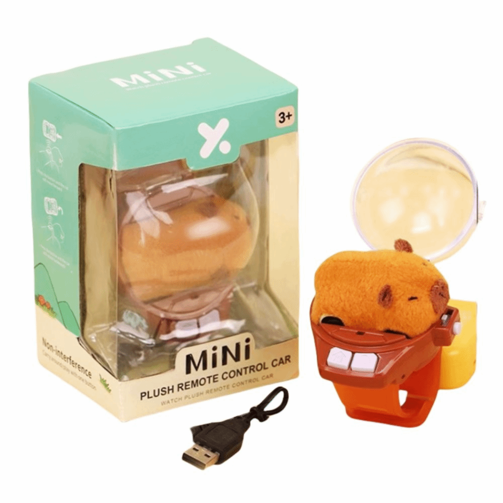 KMPP Phim hoạt hình 3D Đồ chơi đồng hồ mini xe RC cho trẻ em Đồ nhồi bông Xe thú cưng dễ thương Đồ chơi đua thỏ Sáng tạo Sạc USB Đồng hồ điện tử Kapibala dành cho quà tặng trẻ em/học sinh - 2