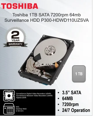 Toshiba 3.5 1TB 7200rpm 64MB HDD - P300 - 1TB HDD Hard Disk Drive