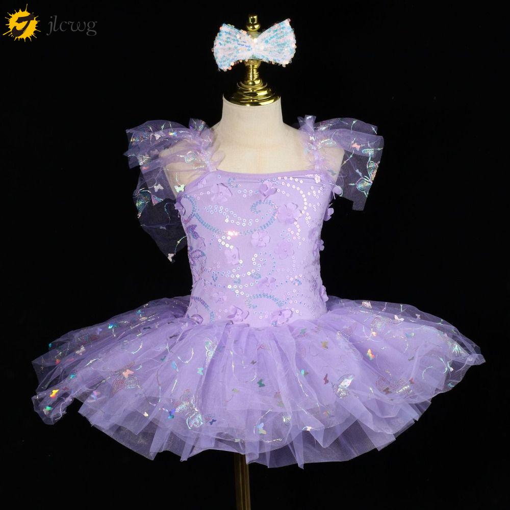 JLCWG Hoa Váy ballet cho trẻ em Đầm sequin Hiện đại Quần áo biểu diễn Thời trang Phồng Váy tutu ballet Bé gái