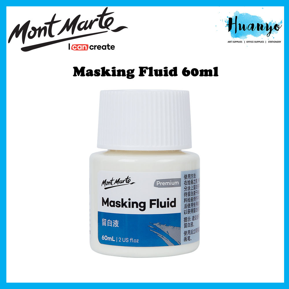 [HUANYO] Mont Marte Masking Fluid (60ml/120ml) For Watercolor Painting Keeps Color Free Resists Watercolor Ink & Pouring Paint