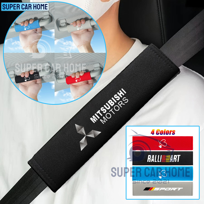 SCH 2Pcs Mitsubishi Car Seat Belt Shoulder Protector Breathable Universal Soft Car Seat Belt And Roof Handle Cover For Mirage G4 Lancer Outlander Pajero Ralliart Montero Adventure ราคา 197 บาท*ส่งฟรี