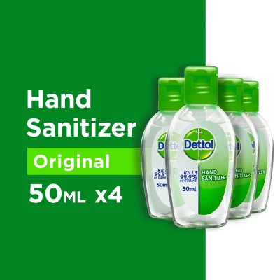 [Bundle of 4] Dettol Hand Sanitizer Original 50ml (Kills 99.9% of Germs)