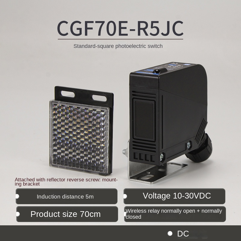 Cảm Biến Quang Điện CGF70E-R5JC 10-30VDC Gương | CGF70-R5JC CNTD - Thường Mở+Đóng, AC/DC 24V, 10-30VDC, 90-250VAC, Phát Hiện Chính Xác