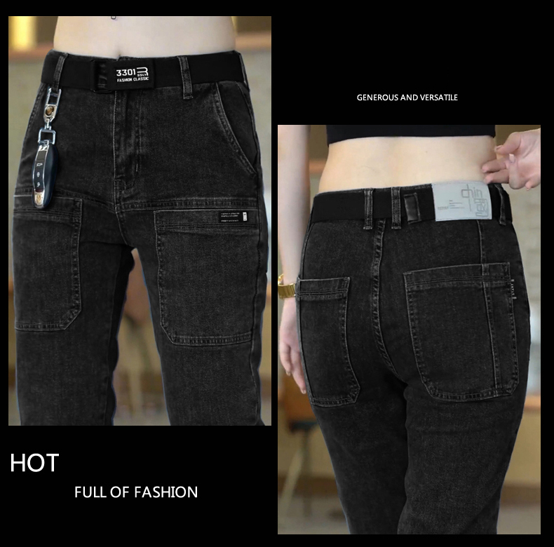 [lsdj] 2023 New Men's Slim Jeans Stretch Skinny Multi Pocket Fashion Designer Denim Trousers Male Brand Clothes Pants Streetwear · v2