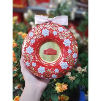 Socola Tiramisu thập cẩm bọc hạnh nhân King Henry hộp thiếc - 110gr có 6 loại (Nơ Đỏ / Nơ Hồng / Xanh Lá / Vàng)