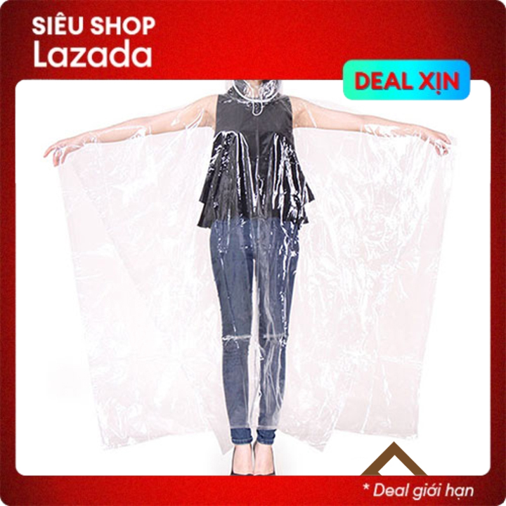 Áo mưa vi sinh trong suốt 2 đầu, 1 đầu có khẩu trang che mặt hợp thời trang, Chất liệu nhựa trong suốt rất khó rách và không thấm nước khi mưa to