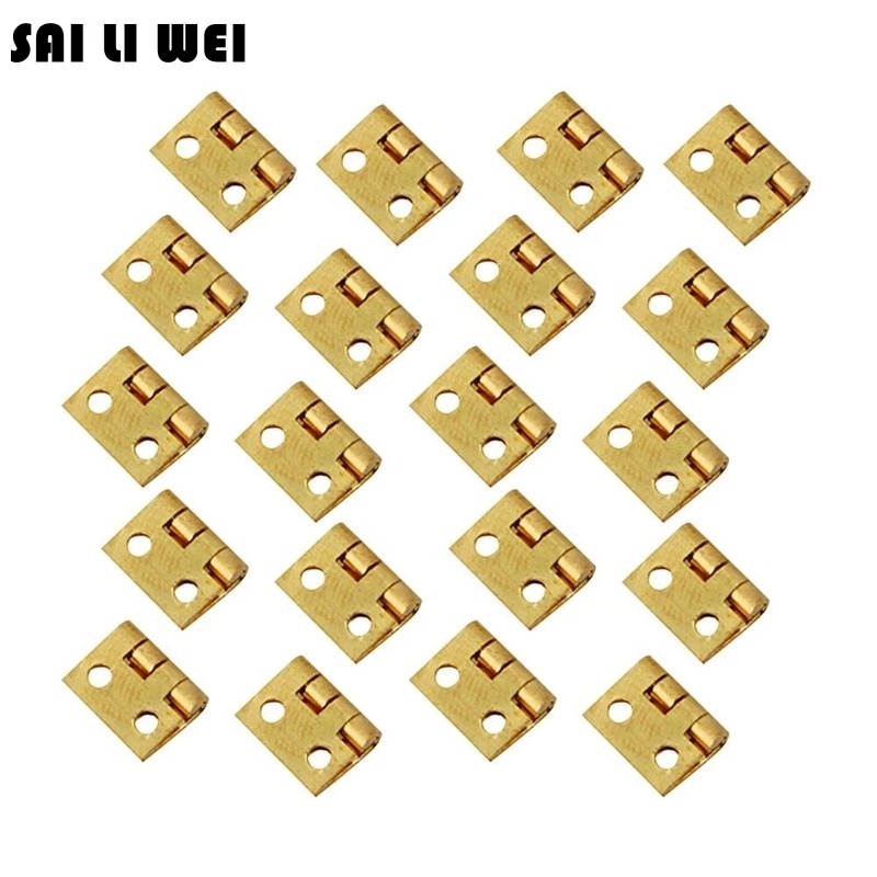 SAI LI WEI บานพับประตูทองเหลืองขนาดกะทัดรัด10ชุดพร้อมตะปูมุมขวาสำหรับเฟอร์นิเจอร์ไม้ ราคา 9 บาท*ส่งฟรี