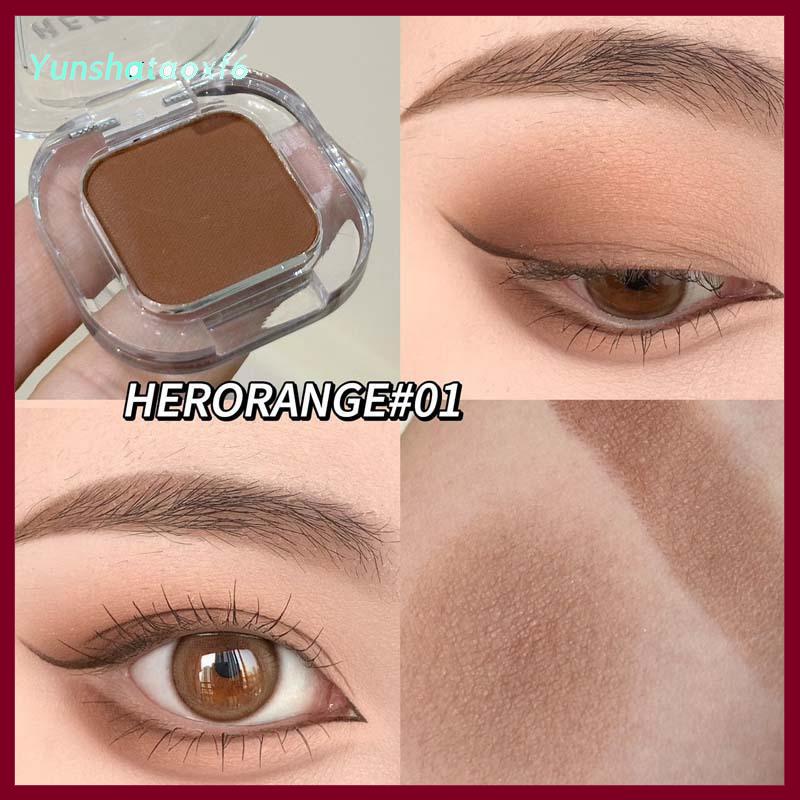 yunshataoxf Herorange đơn sắc Eyeshadow Palette Matte Eye Shadow Smoky ngọc trai long lanh Trái Đất thấp bão hòa Matte Eye Shadow trang điểm - 6