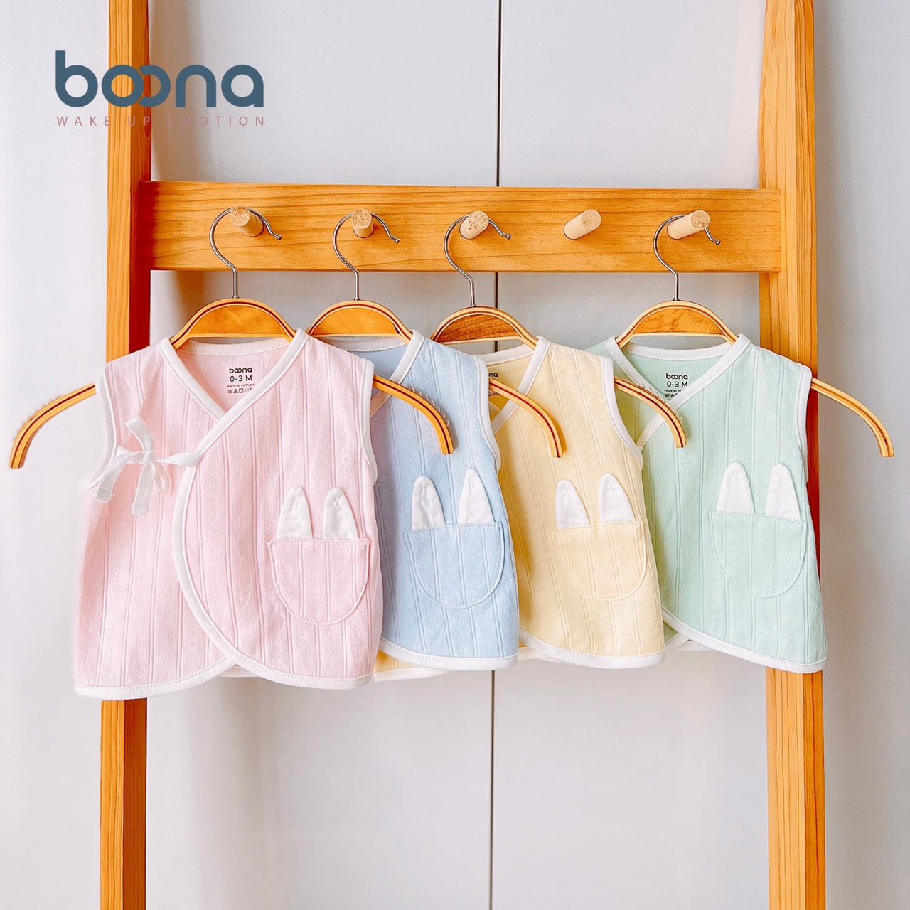 Áo gile buộc dây túi thỏ BOONA siêu xinh cho bé 0-9 tháng tuổi LAMEBE - Mẹ và bé