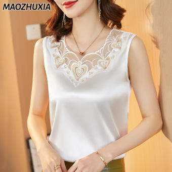 Maozhuxia Ren Màu Trơn treo phụ nữ cảm thấy áo sát nách mặc một Bộ âu phục màu Đỏ mạng với một xu hướng Instagram vest dưới