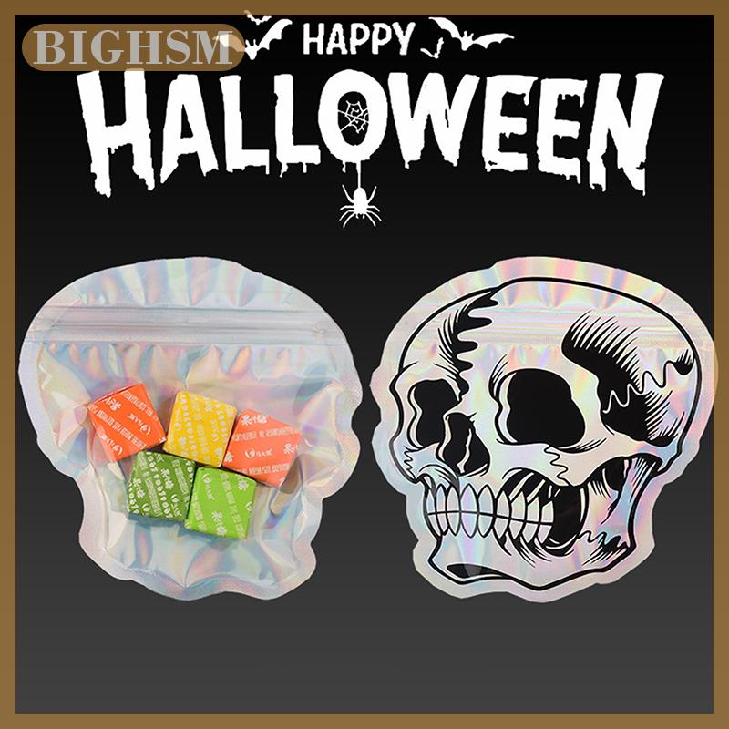 BIGHSM Halloween Skull Kẹo Cookie Túi Laser Tự Niêm Phong Quà Tặng Bao Bì Túi Nhựa Pouch Trẻ Em Lừa Hoặc Điều Trị Đảng Ủng Hộ