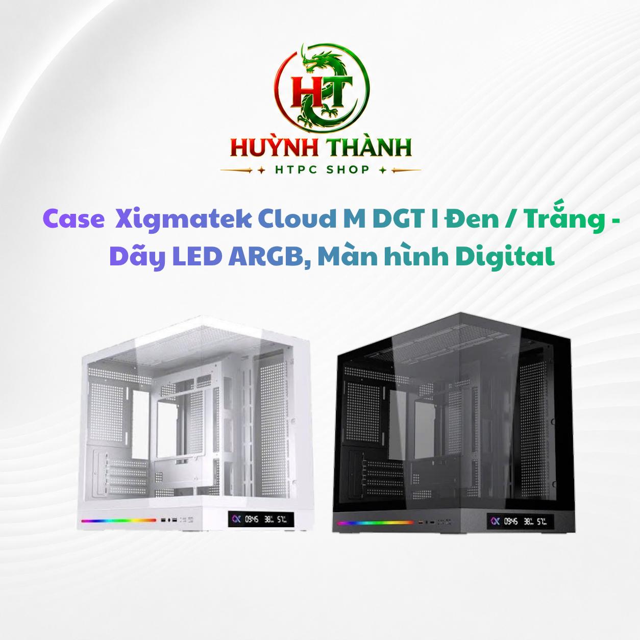 Case Xigmatek Cloud M DGT | Đen / Trắng - Dãy LED ARGB, Màn hình Digital