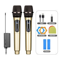 【Original+24hours delivery】DM-300S Rechargeable Dual Wireless Karaoke Microphone Heavy Duty with Receiver Box & Rechargeable Battery Set