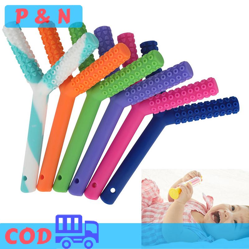 P&N Trẻ em nhai Ống y-hình dạng Chewy Teether bé Miệng động cơ nhai công cụ tuxtured auti