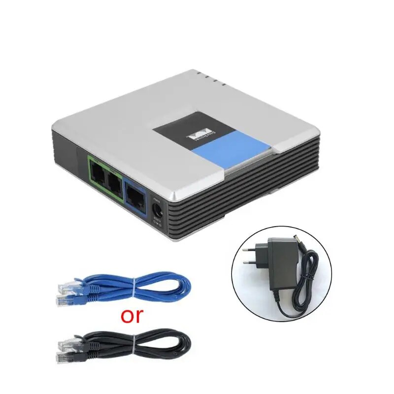 2 cổng SIP V2 Bộ chuyển đổi điện thoại VoIP với cáp cho Linksys pap2t