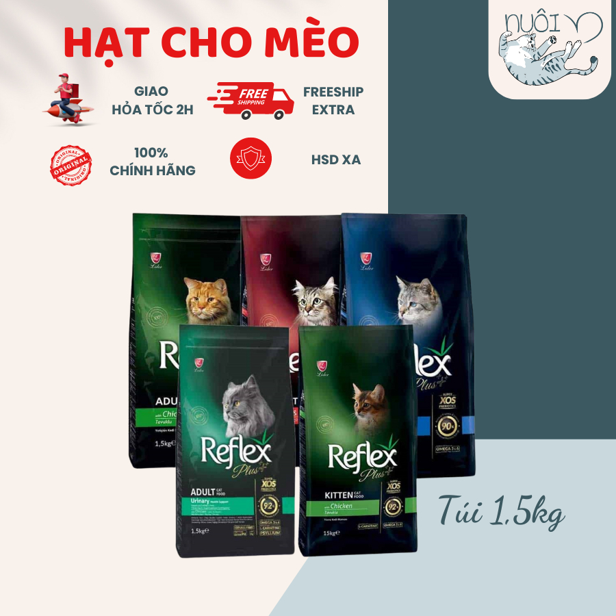 Thức ăn Hạt Reflex Plus cho mèo con và lớn cao cấp - Thổ Nhĩ Kỳ - Túi 1,5kg